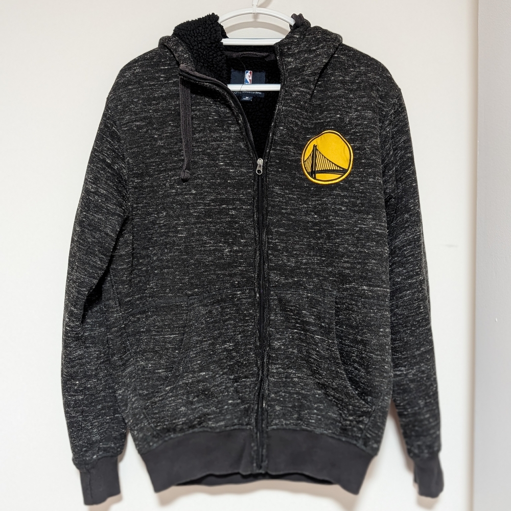 Black Zip-Up Hoodie with Golden State Logo